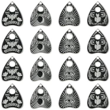 Imagem de Ornazy 20 peças, pingentes de tarô de 4 estilos, esmaltados, preto, prata, gato, Halloween, ouijas, coração, gótico, berloques para fazer joias, mulheres, colares faça-você-mesmo, brincos artesanais