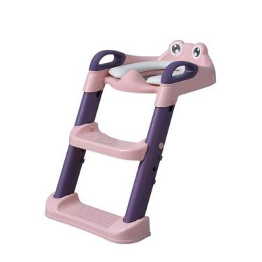 Imagem de Assento Redutor Infantil Dobrável C/ Escada Mcfrog Maxi Baby, Rosa