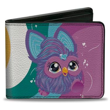 Imagem de Buckle-Down Carteira Furby, Bifold, Furby Purple Furby You Are Wonderful Pose para corrida, multicor, couro vegano, Multicor, 4.0" x 3.5", Casual