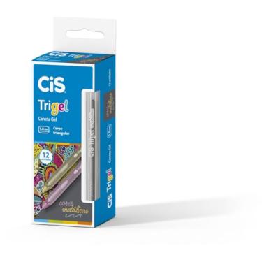 Imagem de Caneta Gel 1.0mm CIS TRIGEL Metalica, Prata, Caixa c/12 unidades