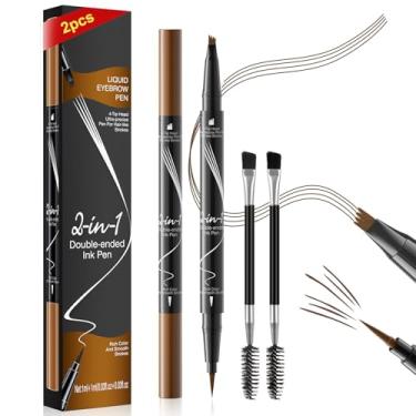 Imagem de TreatMe Lápis de Sobrancelha Microblading 2 em 1 à Prova D'água com Ponta de 4 Garfos e Pincel Preciso Cria Sobrancelhas Naturais e Duradouras em Marrom Claro, Escuro, Cinza e Preto