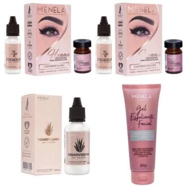 Imagem de 2 Hennas Menela Sobrancelha Com Removedor Extrato de Aloe Vera e Esfol