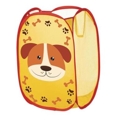 Imagem de Cesto Organizador De Roupa Suja Cobertor Dobrável Infantil Cachorrinho