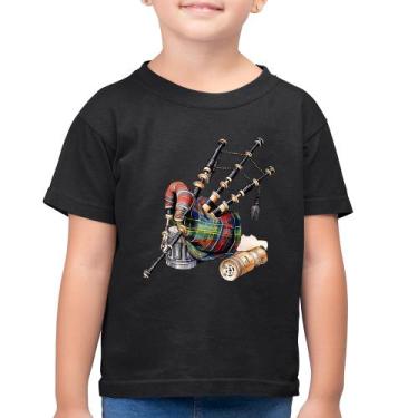 Imagem de Camiseta Algodão Infantil Gaita de Foles - Foca na Moda, Preto, 6