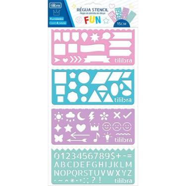 Imagem de Régua Stencil Fun com Letras e Desenhos 15cm TILIBRA