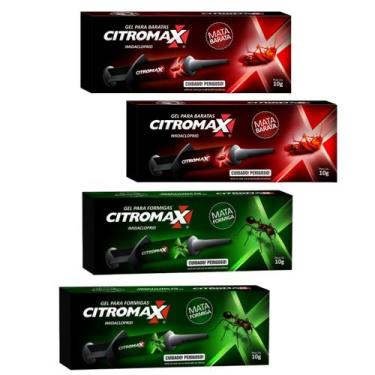 Imagem de Kit 2 Gel Mata Barata Citromax + 2 Gel Mata Formigas