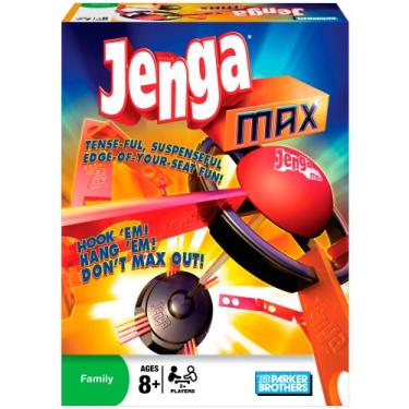 Imagem de Parker Brothers Jenga Max: Jogo de Empilhar Clássico para Crianças, com Blocos de Madeira
