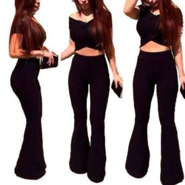 Imagem de Calça Legging Bandagem Flare boca de sino Cintura Alta Compressão - Pr