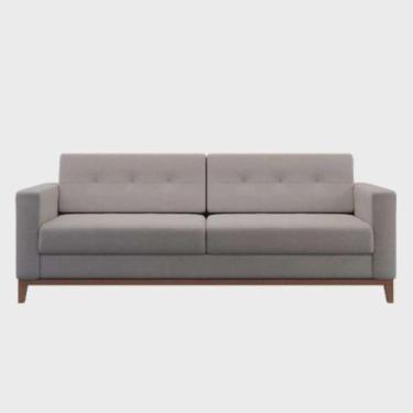Imagem de Sofá Com 3 Lugares Living Pés E Base Madeira Em Linho Cotton - Neros I