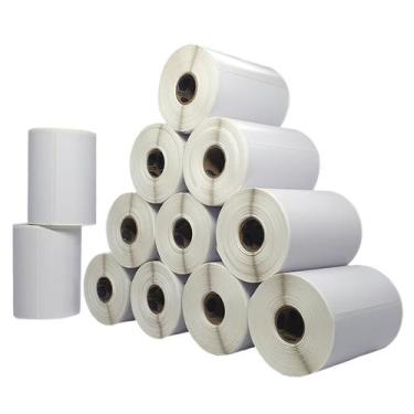Imagem de Etiqueta Adesiva 100x150 - 1 Coluna  12 Rolos  Couchê Branca - 32m C/ 