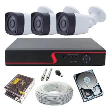 Imagem de Kit Cftv 3 Câmeras Analógica Ir Dvr 04 Ch 720p + Hd Sata 250Gb - Prote
