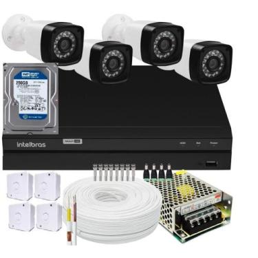 Imagem de Kit dvr Intelbras 8 canais H.265 4 câmeras Full HD 20m C/Hd 250gb