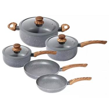 Imagem de Conjunto de Panelas Yafo Revestimento Cerâmico 5 pçs Granito Cinza A1005-C03 - Lehaví