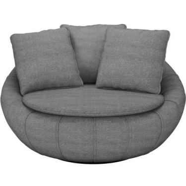 Imagem de Poltrona Giratória Decorativa Redonda com Almofadas Saphire M22 Linho 