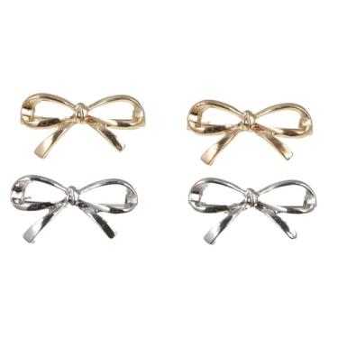 Imagem de 4 peças de broche de laço vintage, broche de liga vazada, broche de segurança, gravata borboleta, alfinetes de lapela, clipes de xaile para adolescentes, vestido, casaco, cachecol, suéter, acessórios