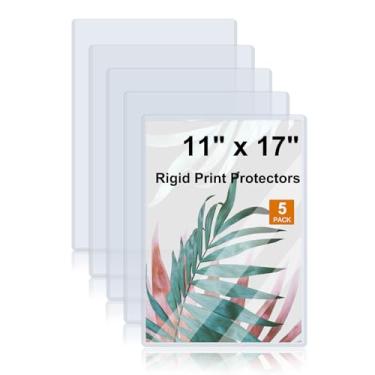 Imagem de Rainmae Pacote com 5 protetores rígidos de impressão de 28 x 43 cm, protetores de folha de plástico rígido transparente à prova d'água, capas de papel, capas de plástico, porta-documentos, protetor de
