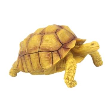 Imagem de Amagogo Estatueta de tartaruga pequena, figura realista de decoração de jardim, estátua de tartaruga, escultura para quarto, pátio, Amarelo