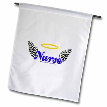 Imagem de 3dRose fl_16632_1 Bandeira de jardim para enfermeira Angel Wings (asas de anjo de enfermeira) 30 x 45 cm
