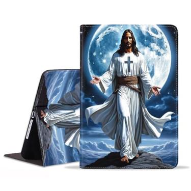 Imagem de stmedazm Capa para Samsung Galaxy Tab S10 Plus (2024)/S9 Plus/S9 FE Plus 5G 12,4 polegadas (2023), capa dobrável de couro sintético premium com suporte para despertar/hibernar automático - Deus