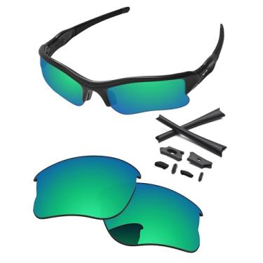 Imagem de PapaViva Lentes de reposição e kits de borracha para óculos de sol Oakley Flak Jacket XLJ OO9009 63 mm, Verde esmeralda, Flak Jacket XLJ