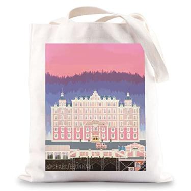 Imagem de BWWKTOP Sacola inspirada no filme Budapeste M. Gustave Fãs Presentes Budapeste Hotel Shopping Bag Grand Budapest Hotel Merch, Budapest Tg, Medium, Ajuste