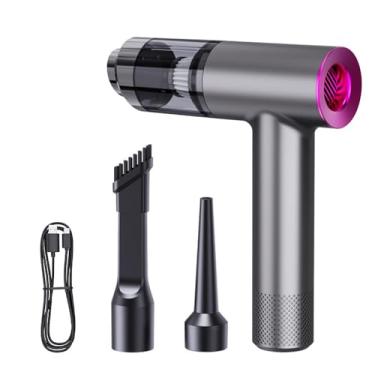 Imagem de Aspirador de pó portátil sem fio para carro com motor sem escova, soprador de ar a vácuo pequeno 14000pa e bomba 3 em 1, 2 engrenagens ajustáveis, mini soprador de ar recarregável a vácuo portátil