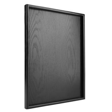 Imagem de Bandeja de servir de madeira, Bandeja de café de madeira maciça em formato retangular, Sushi Plates Snack Plates Bandejas decorativas para decoração de casa, pátio, otomano