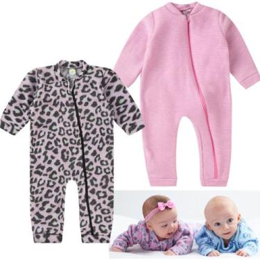 Imagem de KIt 2 Macacão Soft Bebê Longo Protetor de Ziper Punhos Roupa Infantil 