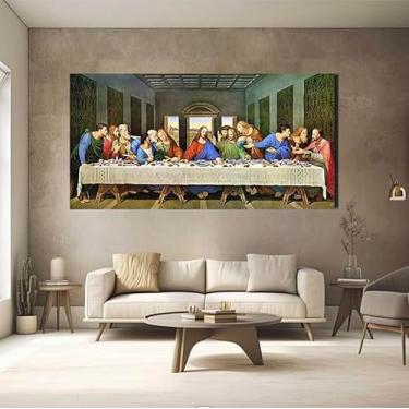 Imagem de Quadro Decorativo Grande sala Santa Ceia Religioso 90x60 Quadro para Quarto Hall Abstrato