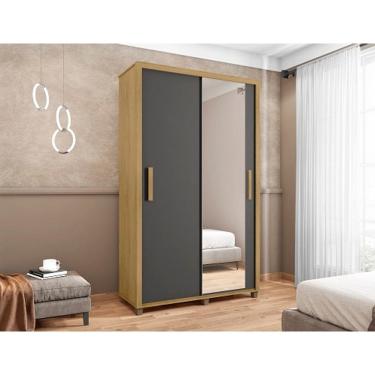 Imagem de Guarda Roupa Suécia Com Espelho Cinamomo/Grafite - RV Móveis