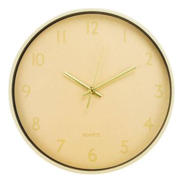 Imagem de Relógio De Parede Redondo Amarelo Claro Pastel 24.5cm