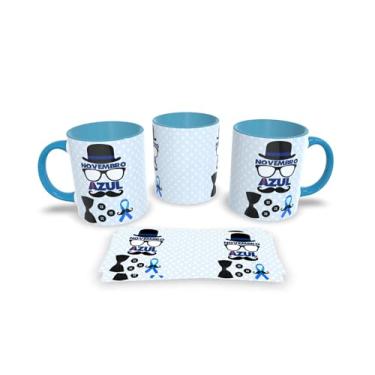 Imagem de Canecas Azul de Porcelana Personalizadas Novembro Azul (Mod.9)