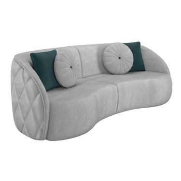 Imagem de Sofá 3 Lugares Para Sala Living Olimpo 288 Cm M03 Veludo Cinza Claro Lyam Decor