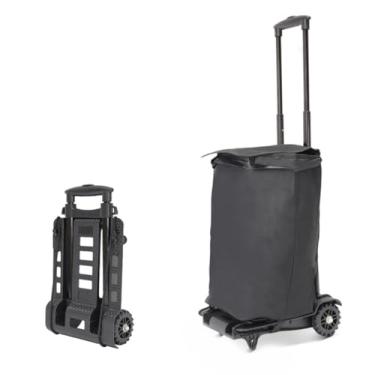 Imagem de Mochila dobrável com rodas grandes e sólidas, carrinho de bagagem de liga de alumínio com base de proteção de borda, carrinho de mão universal para mochilas, lancheira, bolsa de golfe, adolescentes,