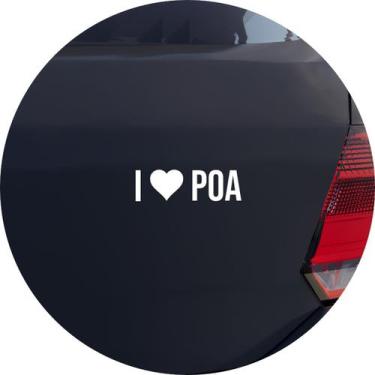 Imagem de Adesivo de Carro I Love Poa - Eu Amo Porto Alegre - Cor Branco - Melho