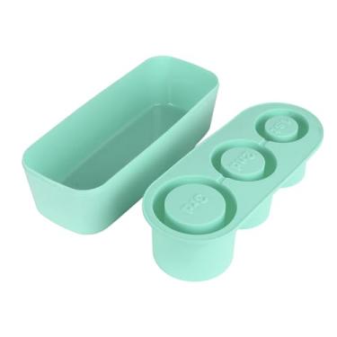 Imagem de Molde de Cubo de Gelo, Bandeja de Cubo de Gelo de Silicone Antiaderente Reutilizável Com Recipiente de café (Ciano)