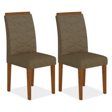 Imagem de Kit 2 Cadeiras Estofadas Everest Comfort Freijó/suede Capuccino - M.a