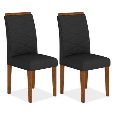 Imagem de Kit 2 Cadeiras Estofadas Everest Comfort Freijó/suede Preto - M.a