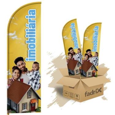 Imagem de Wind Banner Dupla Face 3mt Completo Imobiliária Kit C/ 2unds - Fadrix