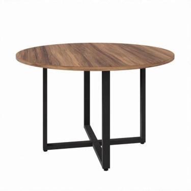 Imagem de Mesa Circular Office 120cm Pé Quadro Web Office Nogal-preto