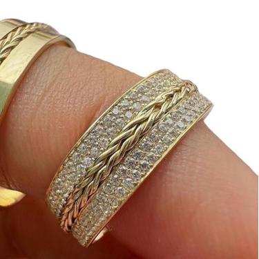 Imagem de Par de alianças Dinner, ouro 18k, noivado/casamento 9mm 18g - sheju jo