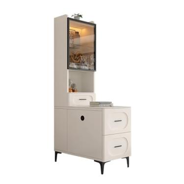 Imagem de Armário lateral de sofá Sala de estar sofá aparador armários laterais armários de canto mesa lateral prateleiras moderno simples pequena mesa de centro Armário de armazenamento(Branco,80x50x165cm)