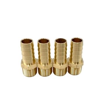 Imagem de 4 adaptadores de mangueira de ar de farpa NPT de 3/20.3 cm NPT x 1/5.1 cm, conector adaptador de conexões de mangueira de ar de rosca macho NPT de 1/5.1 cm para compressor, combustível, óleo, gás e ar