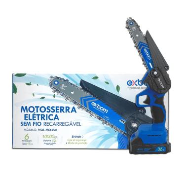 Imagem de Motosserra Portátil 36V Recarregável, 6" com 1200W de Potência, Duas Baterias de Lítio, Maleta de Transporte e Acessórios Inclusos