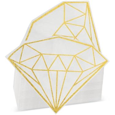 Imagem de Epakh Pacote com 80 guardanapos de festa de papel diamante de 15 cm decoração de festa de casamento nupcial chá de bebê folha de noivado guardanapos de coquetel branco toalha descartável para