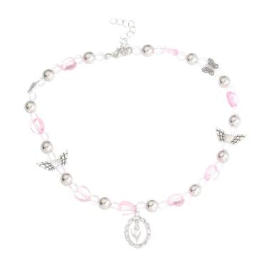 Imagem de Aesthetic Y2k Colar vintage imitação de pérola com contas cruz borboleta tulipa coração charme colar gargantilha para mulheres, Resina, Sem Pedra Preciosa