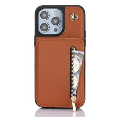 Imagem de HJZSZX Para Samsung S24 Ultra Long Lanyard Couro Zipper Wallet Cartão Telefone Case Mão Corda Flip Stand Cover (Para Samsung S24 Ultra/Marrom Escuro)