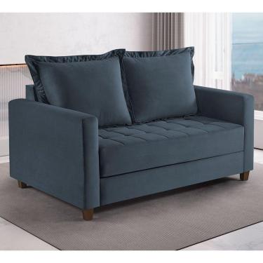 Imagem de Sofa Cama Frisa Colchao Casal Pes De Madeira Talento Móveis Grafite Com Castanho