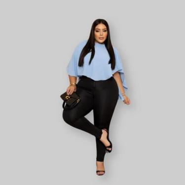 Imagem de Conjunto Plus Size Blusa Capa Babado + Calça Tratorada 0629 - Bellucy 