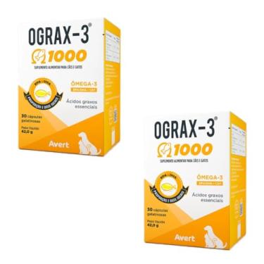 Imagem de Combo 2x Suplemento Ograx 3 1000 Ômega-3 Para Cães 30 Cápsulas Avert